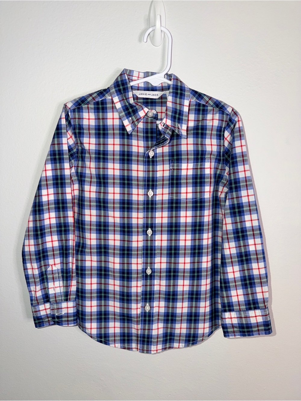 Janie and Jack Navy, White & Red Plaid Button-Down Shirt